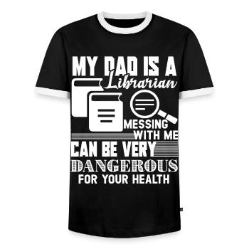 Librarian My Dad Is A Librarian - Men's Ringer Shirt - black/white - Front - AI Model Female 172 light (172cm) & AI Model Male 178 light (178cm)
