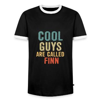 Les mecs cool s’appellent finn - T-shirt contrasté Homme - noir/blanc - Devant - AI Model Female 172 light (172cm) & AI Model Male 178 light (178cm)