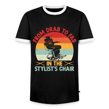 Coiffeur Coiffeur Coiffeur Coiffure Coiffure - T-shirt contrasté Homme - noir/blanc - Devant - AI Model Female 172 light (172cm) & AI Model Male 178 light (178cm)