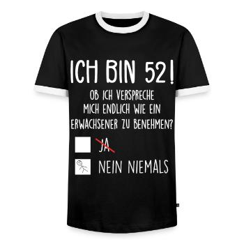 Ich Bin 52! - 52. Geburtstag 52 - Männer Kontrast-T-Shirt - Schwarz/Weiß - Vorne - AI Model Female 172 light (172cm) & AI Model Male 178 light (178cm)