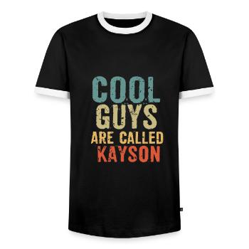 Cool guys are called kayson - Men's Ringer Shirt - black/white - Front - AI Model Female 172 light (172cm) & AI Model Male 178 light (178cm)