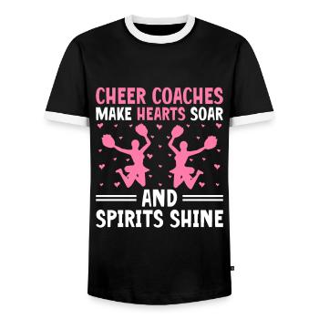 Cheerleading Coach Cheer Coach Cheerleader Cheer T - Men's Ringer Shirt - black/white - Front - AI Model Female 172 light (172cm) & AI Model Male 178 light (178cm)