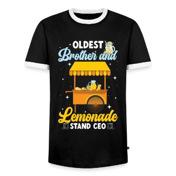 Oldest Brother Lemonade Stand CEO Lemonade Crew - Men's Ringer Shirt - black/white - Front - AI Model Female 172 light (172cm) & AI Model Male 178 light (178cm)