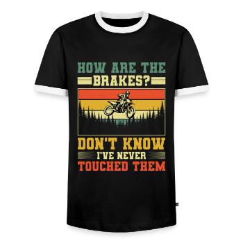 Retro Dirt Bike Motocross Gift Motocross Ride - Men's Ringer Shirt - black/white - Front - AI Model Female 172 light (172cm) & AI Model Male 178 light (178cm)