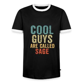 Cool guys are called sage - Männer Kontrast-T-Shirt - Schwarz/Weiß - Vorne - AI Model Female 172 light (172cm) & AI Model Male 178 light (178cm)