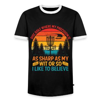 Disc Golf Player Disc Golfer Frisbee Player Par Pu - T-shirt contrasté Homme - noir/blanc - Devant - AI Model Female 172 light (172cm) & AI Model Male 178 light (178cm)