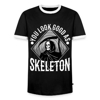 You look good as skeleton - Men's Ringer Shirt - black/white - Front - AI Model Female 172 light (172cm) & AI Model Male 178 light (178cm)