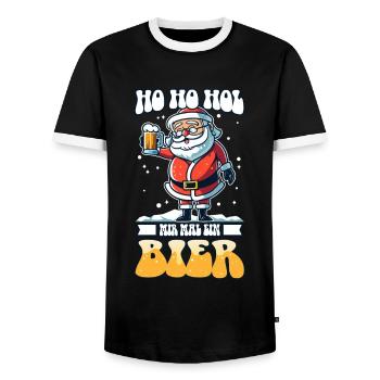 Ho Ho Hol mir mal ein Bier - Männer Kontrast-T-Shirt - Schwarz/Weiß - Vorne - AI Model Female 172 light (172cm) & AI Model Male 178 light (178cm)