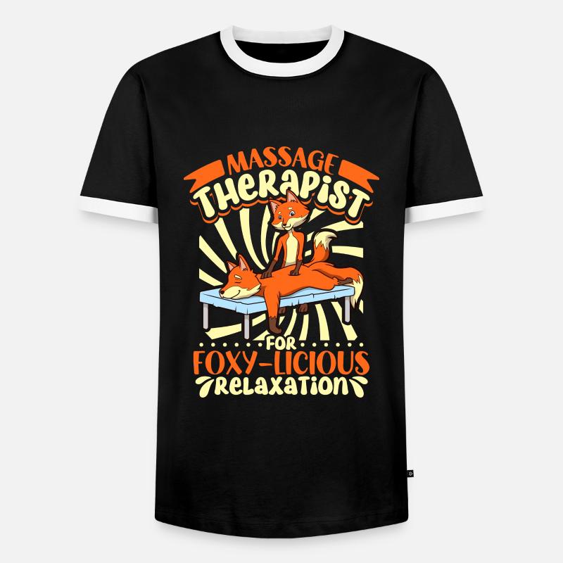 Fox having a massage - Men's Ringer Shirt - black/white
