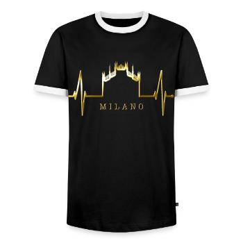 Mailand Skyline Italien Herzschlag Fan Love Milano - Männer Kontrast-T-Shirt - Schwarz/Weiß - Vorne - AI Model Female 172 light (172cm) & AI Model Male 178 light (178cm)