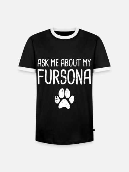 Fursona - Lustiges pelziges Fandom - Männer Kontrast-T-Shirt - Schwarz/Weiß