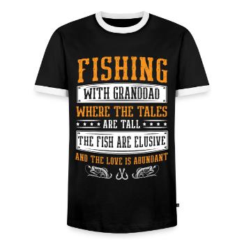 Angeln Großvater Großvater Fischer Enkel Lustig - Männer Kontrast-T-Shirt - Schwarz/Weiß - Vorne - AI Model Female 172 light (172cm) & AI Model Male 178 light (178cm)