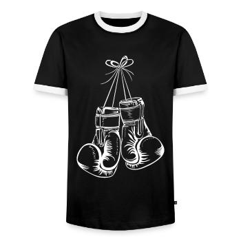 Boxing Gift For Men Women Boxer Gloves Boxing - Men's Ringer Shirt - black/white - Front - AI Model Female 172 light (172cm) & AI Model Male 178 light (178cm)