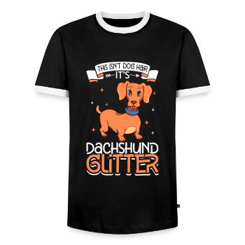 Dachshund Glitter - Men's Ringer Shirt - black/white - Front - AI Model Female 172 light (172cm) & AI Model Male 178 light (178cm)