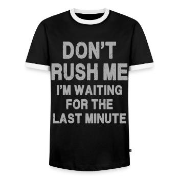 Ne me pressez pas, j’attends la dernière minute - T-shirt contrasté Homme - noir/blanc - Devant - AI Model Female 172 light (172cm) & AI Model Male 178 light (178cm)