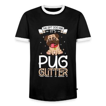 Pug Glitter - Men's Ringer Shirt - black/white - Front - AI Model Female 172 light (172cm) & AI Model Male 178 light (178cm)
