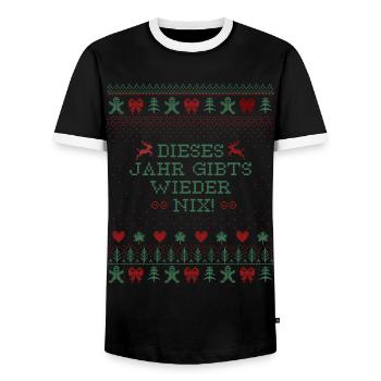 WEIHNACHTEN, DIESES JAHR GIBTS WIEDER NIX - Männer Kontrast-T-Shirt - Schwarz/Weiß - Vorne - AI Model Female 172 light (172cm) & AI Model Male 178 light (178cm)