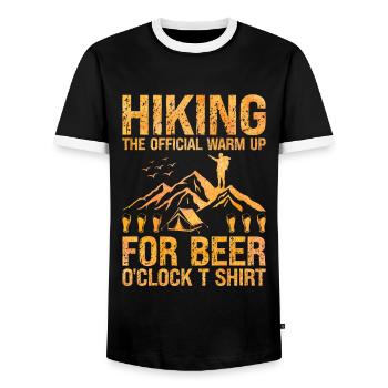 Hiking Hiker Nature Trekking Outdoor Mountaineerin - Men's Ringer Shirt - black/white - Front - AI Model Female 172 light (172cm) & AI Model Male 178 light (178cm)