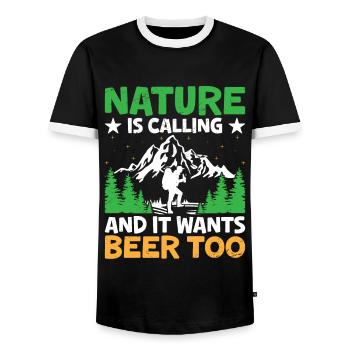 Wandern Wanderer Outdoor Bergsteigen Natur Trekkin - Männer Kontrast-T-Shirt - Schwarz/Weiß - Vorne - AI Model Female 172 light (172cm) & AI Model Male 178 light (178cm)