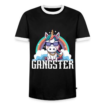 Licorne Gangsta - T-shirt contrasté Homme - noir/blanc - Devant - AI Model Female 172 light (172cm) & AI Model Male 178 light (178cm)