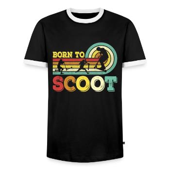 Born to Scoot Stunt Scooter Trick Scooter Scooter - Men's Ringer Shirt - black/white - Front - AI Model Female 172 light (172cm) & AI Model Male 178 light (178cm)