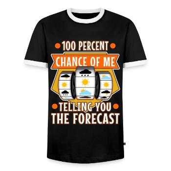 100 percent chance of me telling you the forecast - Männer Kontrast-T-Shirt - Schwarz/Weiß - Vorne - AI Model Female 172 light (172cm) & AI Model Male 178 light (178cm)