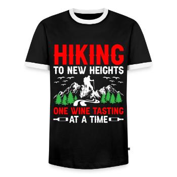 Randonnée Randonneur Nature Trekking Alpinisme en plein air - T-shirt contrasté Homme - noir/blanc - Devant - AI Model Female 172 light (172cm) & AI Model Male 178 light (178cm)