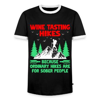 Hiking Hiker Nature Trekking Outdoor Mountaineerin - Men's Ringer Shirt - black/white - Front - AI Model Female 172 light (172cm) & AI Model Male 178 light (178cm)