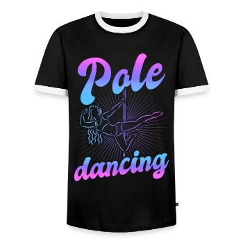 Pole Dance Dancer, Pole Dance, Pole Dancing - Men's Ringer Shirt - black/white - Front - AI Model Female 172 light (172cm) & AI Model Male 178 light (178cm)
