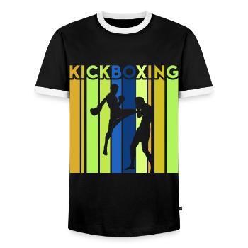 Kickboxer Martial Arts Kickboxing Kickboxen - Men's Ringer Shirt - black/white - Front - AI Model Female 172 light (172cm) & AI Model Male 178 light (178cm)