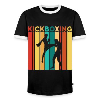 Kickboxer Martial Arts Kickboxing Kickboxen - Men's Ringer Shirt - black/white - Front - AI Model Female 172 light (172cm) & AI Model Male 178 light (178cm)