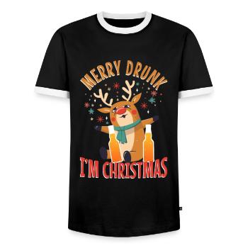 Merry Drunk In Christmas - Men's Ringer Shirt - black/white - Front - AI Model Female 172 light (172cm) & AI Model Male 178 light (178cm)