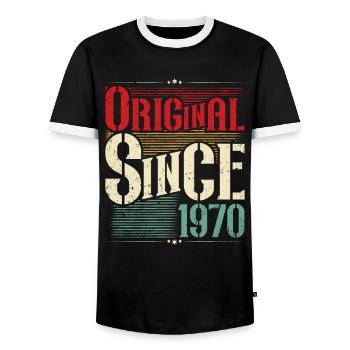 1970 Anniversaire Né En 1970 Rétro Vintage - T-shirt contrasté Homme - noir/blanc - Devant - AI Model Female 172 light (172cm) & AI Model Male 178 light (178cm)