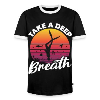 Diving, Apnea Diving, Apnea No Limit Freediving - Men's Ringer Shirt - black/white - Front - AI Model Female 172 light (172cm) & AI Model Male 178 light (178cm)