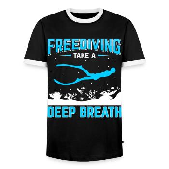 Diving, Apnea Diving, Apnea No Limit Freediving - Men's Ringer Shirt - black/white - Front - AI Model Female 172 light (172cm) & AI Model Male 178 light (178cm)
