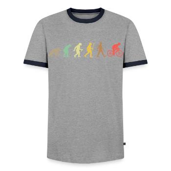 Bike Retro Cycling Evolution Bicycle - T-shirt contrasté Homme - gris/marine  - Devant - AI Model Female 172 light (172cm) & AI Model Male 178 light (178cm)