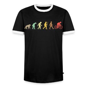Fahrrad Retro Cycling Evolution Fahrrad - Männer Kontrast-T-Shirt - Schwarz/Weiß - Vorne - AI Model Female 172 light (172cm) & AI Model Male 178 light (178cm)