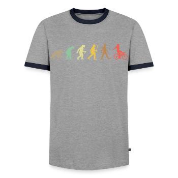 Bike Retro Cycling Evolution Bicycle - T-shirt contrasté Homme - gris/marine  - Devant - AI Model Female 172 light (172cm) & AI Model Male 178 light (178cm)