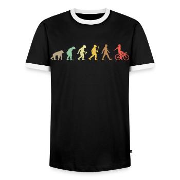 Fahrrad Retro Cycling Evolution Fahrrad - Männer Kontrast-T-Shirt - Schwarz/Weiß - Vorne - AI Model Female 172 light (172cm) & AI Model Male 178 light (178cm)