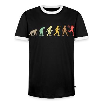 Vintage Tennis RetroTennis Player Evolution - Männer Kontrast-T-Shirt - Schwarz/Weiß - Vorne - AI Model Female 172 light (172cm) & AI Model Male 178 light (178cm)