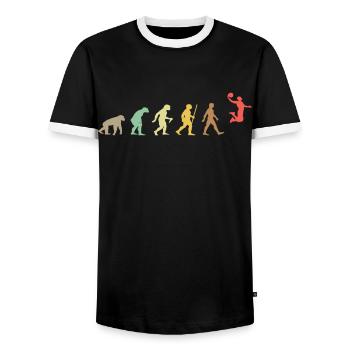 Basketball Retro Basketball Player Evolution - T-shirt contrasté Homme - noir/blanc - Devant - AI Model Female 172 light (172cm) & AI Model Male 178 light (178cm)