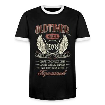 1978 Geboren Geburtstag Oldtimer - Männer Kontrast-T-Shirt - Schwarz/Weiß - Vorne - AI Model Female 172 light (172cm) & AI Model Male 178 light (178cm)