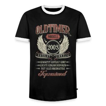 2003 Geboren Geburtstag Oldtimer - Männer Kontrast-T-Shirt - Schwarz/Weiß - Vorne - AI Model Female 172 light (172cm) & AI Model Male 178 light (178cm)