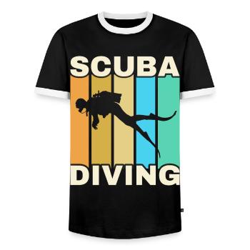 Scuba Diving, Scuba Diving, Holiday Sea Diver - Men's Ringer Shirt - black/white - Front - AI Model Female 172 light (172cm) & AI Model Male 178 light (178cm)