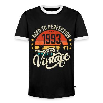 1993 Vintage - Birthday Gift 1993 Retro 1993 - Men's Ringer Shirt - black/white - Front - AI Model Female 172 light (172cm) & AI Model Male 178 light (178cm)