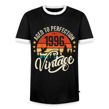 1996 Vintage - Birthday Gift 1996 Retro 1996 - Men's Ringer Shirt - black/white - Front - AI Model Female 172 light (172cm) & AI Model Male 178 light (178cm)