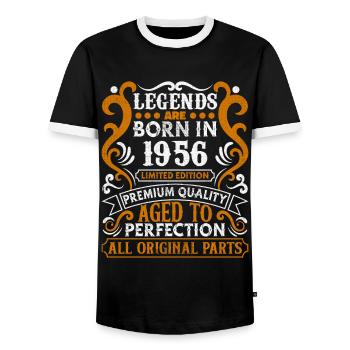 Legends are Born In 1956 Geburtstagsgeschenk -1956 - Männer Kontrast-T-Shirt - Schwarz/Weiß - Vorne - AI Model Female 172 light (172cm) & AI Model Male 178 light (178cm)