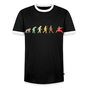 Vintage Judo Retro Martial Arts Evolution - Men's Ringer Shirt - black/white - Front - AI Model Female 172 light (172cm) & AI Model Male 178 light (178cm)