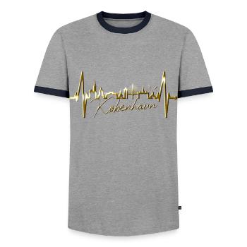 Copenhague Skyline Heartbeat Danemark Amour Hygge - T-shirt contrasté Homme - gris/marine  - Devant - AI Model Female 172 light (172cm) & AI Model Male 178 light (178cm)