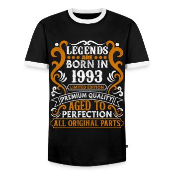 Legends Are Born In 1993 Geburtstagsgeschenk -1993 - Männer Kontrast-T-Shirt - Schwarz/Weiß - Vorne - AI Model Female 172 light (172cm) & AI Model Male 178 light (178cm)